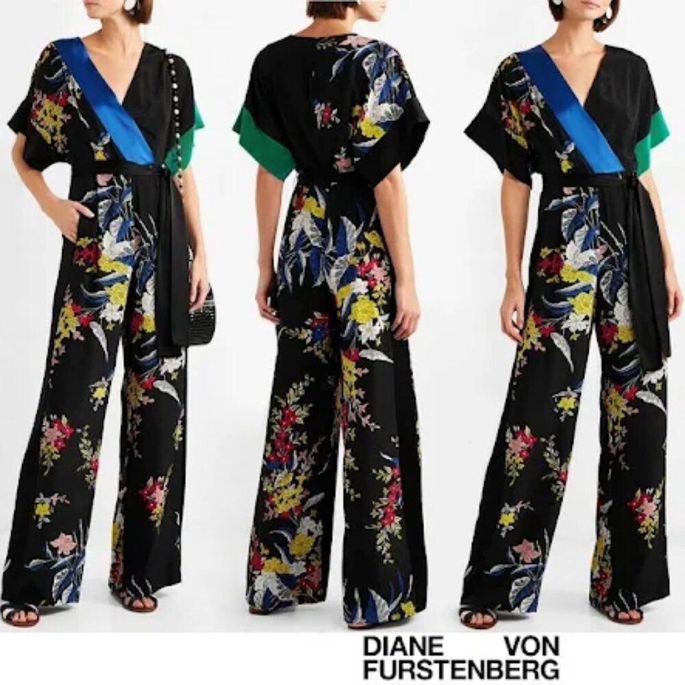 DIANE VON FURSTENBERG DVF Wrap Silk Jumpsuit